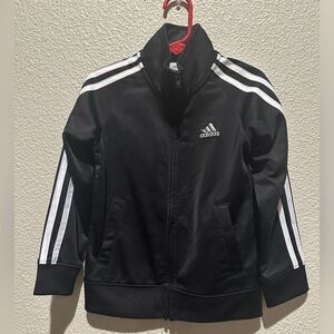 Adidas Unisex Black with White Stripe Tracked Jacket Size 4T